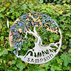 Personalized Tree of Life Metal Wall Art: Rainbow Garden Plaque (40cm)
