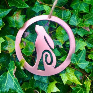 Rustic Copper Celtic Hare Ornament: Pagan Christmas Decor (10cm)
