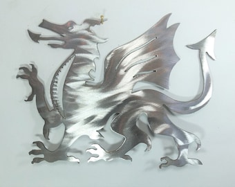 Steel Welsh dragon 40cm wide raw steel