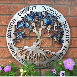 Personalized Steel Tree of Life Wall Art: 600mm Garden Plaque