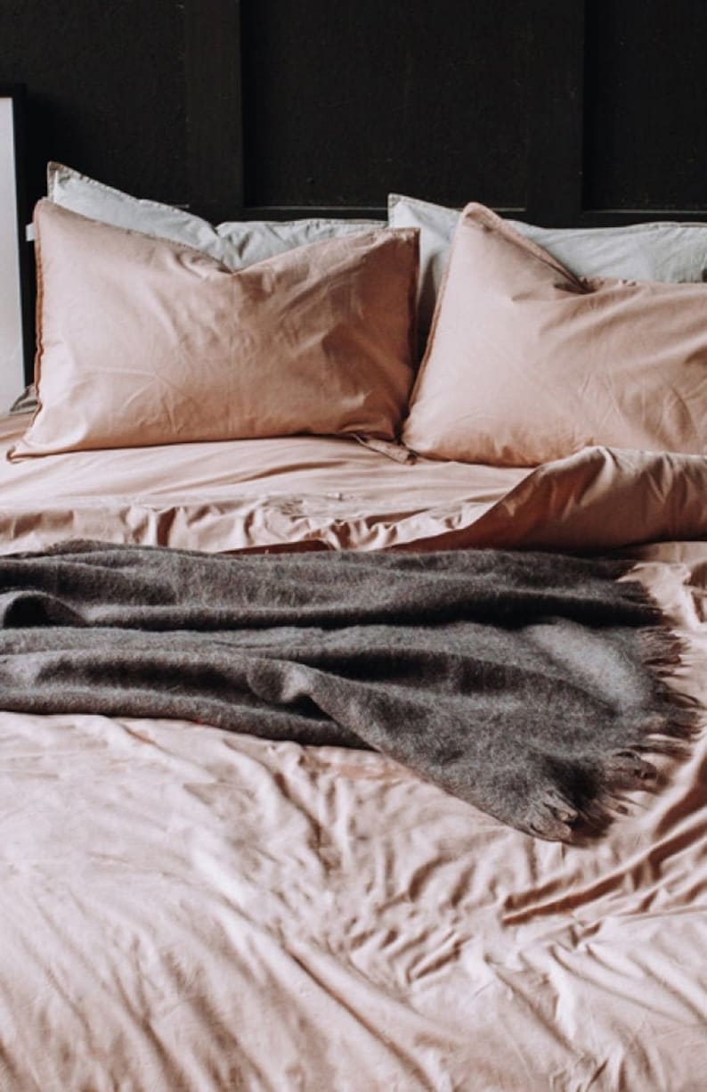 Hemp bedding set in Soft Pink color. King size Queen size Etsy