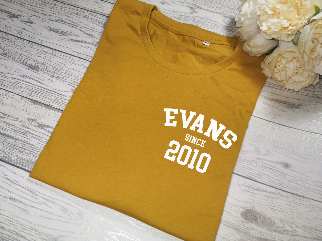 Personalised Women's MUSTARD Tshirt Surname Since Year Etsy