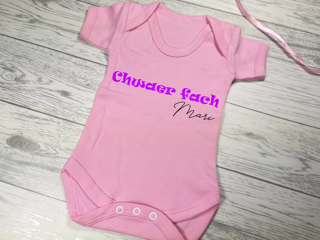 Personalised Welsh Baby Pink Chwaer Fach Baby Vest Suit With Etsy UK