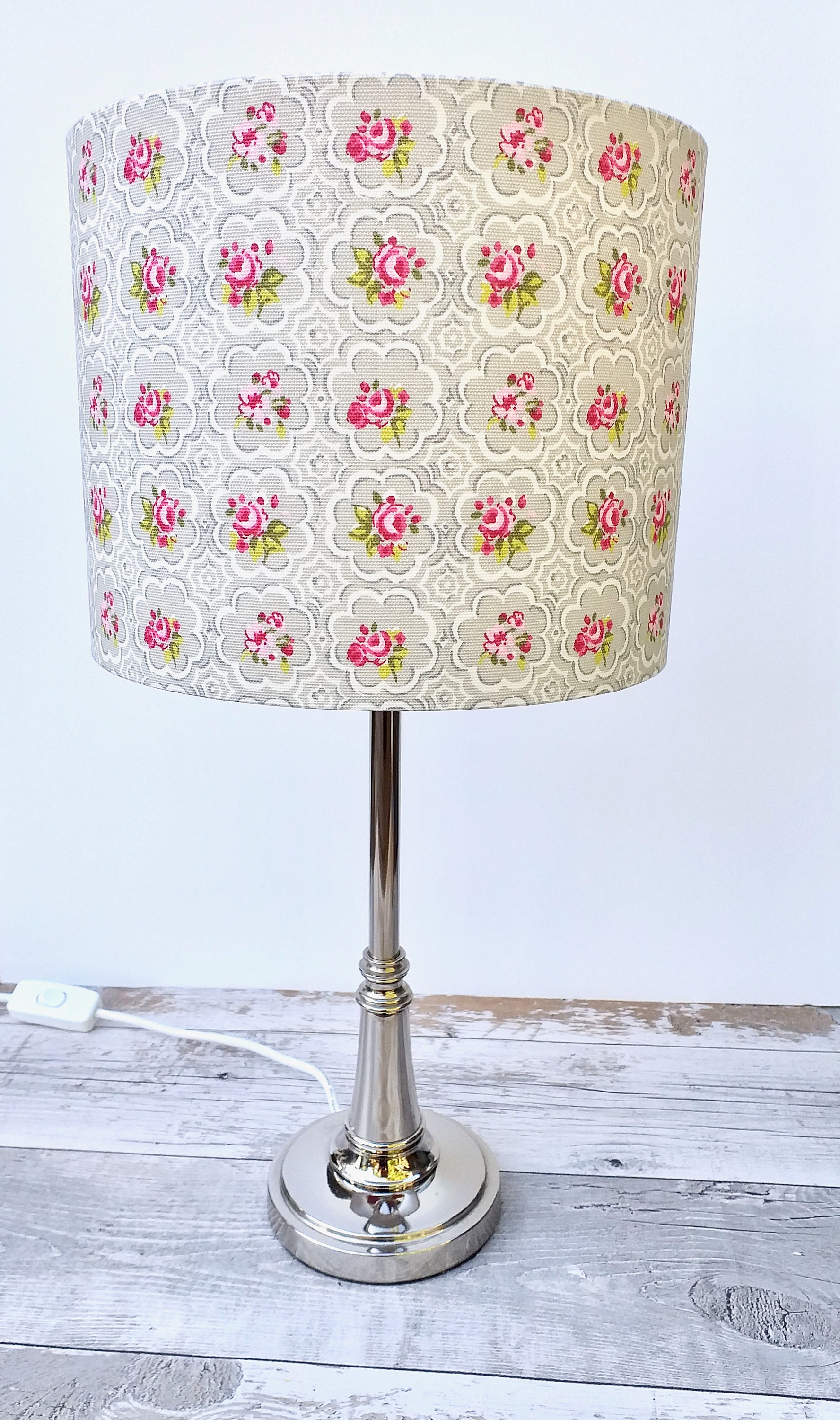 Grey and Pink Floral Ditsy Lampshade Country Cottage Etsy