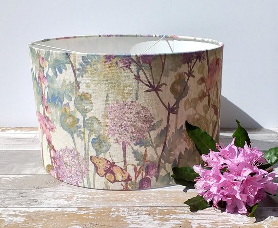 Floral Purple Green Petal Retro Handmade Drum Lampshade Floor or Ceiling 367 