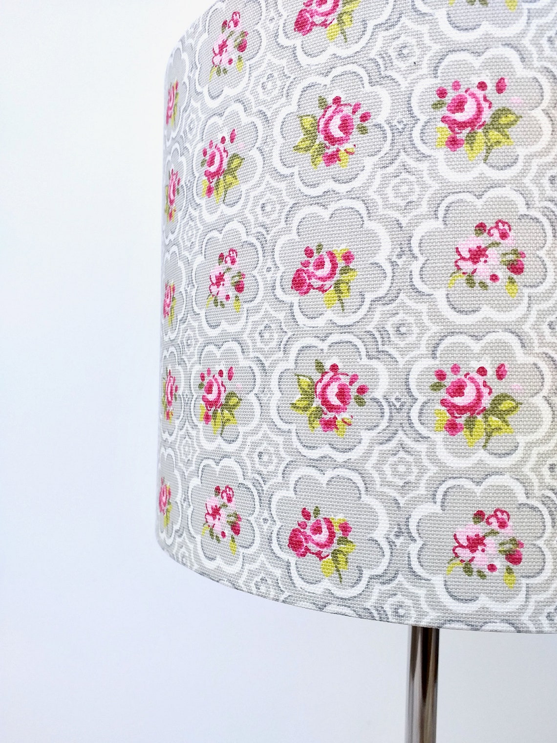Grey and Pink Floral Ditsy Lampshade Country Cottage Etsy.de