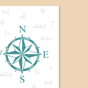 Printeable Compass Rose Download Print Downloadable Poster - Etsy