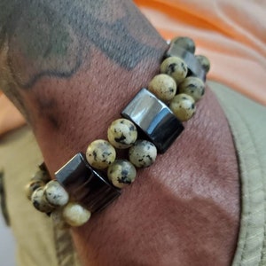 Sesame Jasper Bracelet | Hematite Bracelet | Men&#39;s Jewelry | Healing Stones | Natural Stone | Gemstone Jewelry | Gifts for Him | Fathers Day