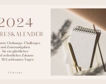 FLYKONDO © Ordnungs - und Putz Kalender mit Challenges 2024 + alle 12 Zonenpläne für 2024