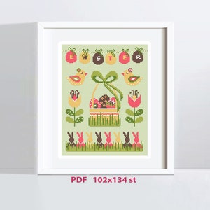 Happy Easter sampler/Cross-stitch pattern/Easter/PDF/Instant Download