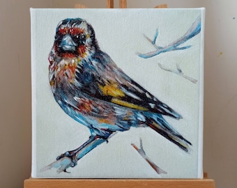 Little prints on canvas: Gold finch.