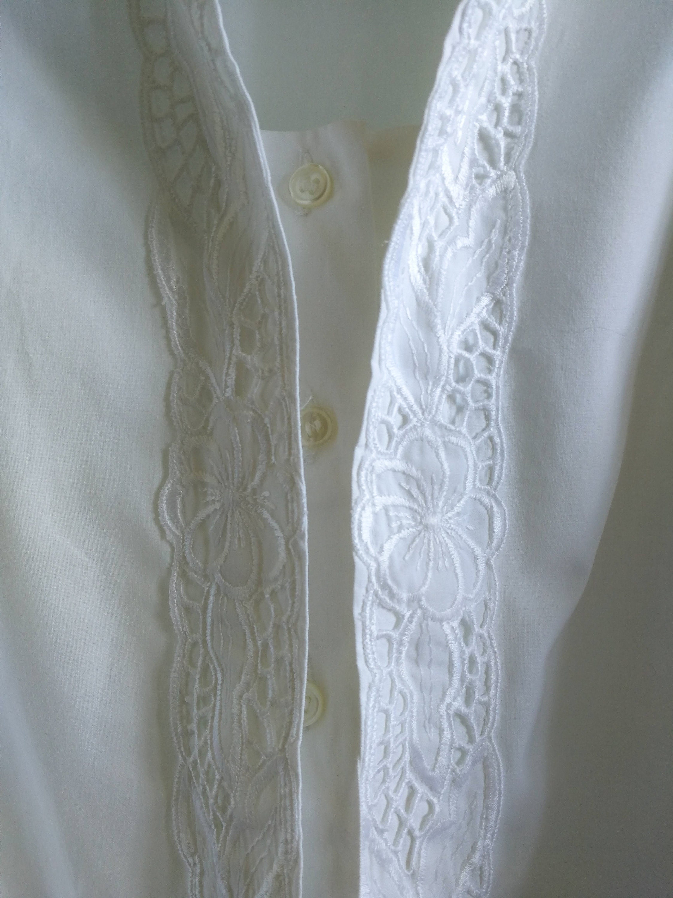 White Cotton Folk Blouse With Operated Puffed Sleeves With - Etsy