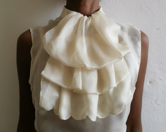 ARTISANAL ivory silk gauze under jacket top