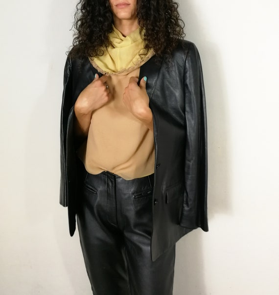 Black leather jacket & pants