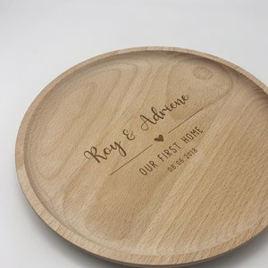 Bandeja de llaves personalizada - Regalo de primer hogar - Regalo de hogar nuevo - Regalo de pareja - Cuenco de llaves - Bandeja de madera - Grabado - Bandeja de accesorios - Inauguración de la casa