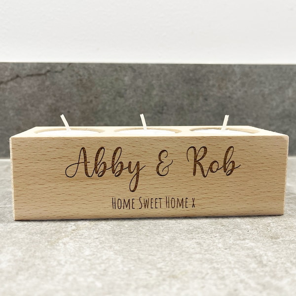Personalised Tealight Holder - Your Own Message - Engraved Wooden Candle Holder - Christmas - Secret Santa Present - Couples Gift