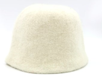 Sauna Hat- White 100% wool, Ecofriendly