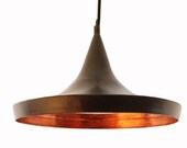 Copper Shallow Pendant Light shade - Hammered Chandelier Handmade Antique Black