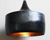 Copper Hammered Pod Lantern Chandelier Handmade pendant Light Dark Bronze Art