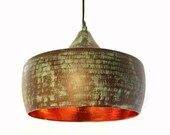 Copper pendant Light Farmhouse Hammered Chandelier Handmade-Antique copper Green