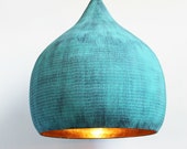 Copper Hammered Chandelier Handmade pendant Light Green vintage Style Home