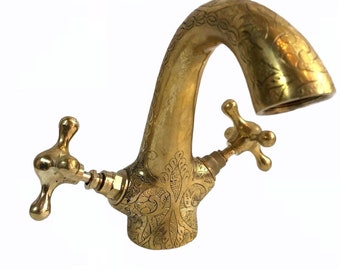 Bathroom vessel Faucet solid Brass-handmade Vanity Faucet
