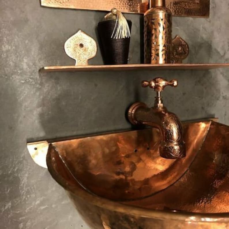 Small wallmount sink Copper wall mount sink Etsy