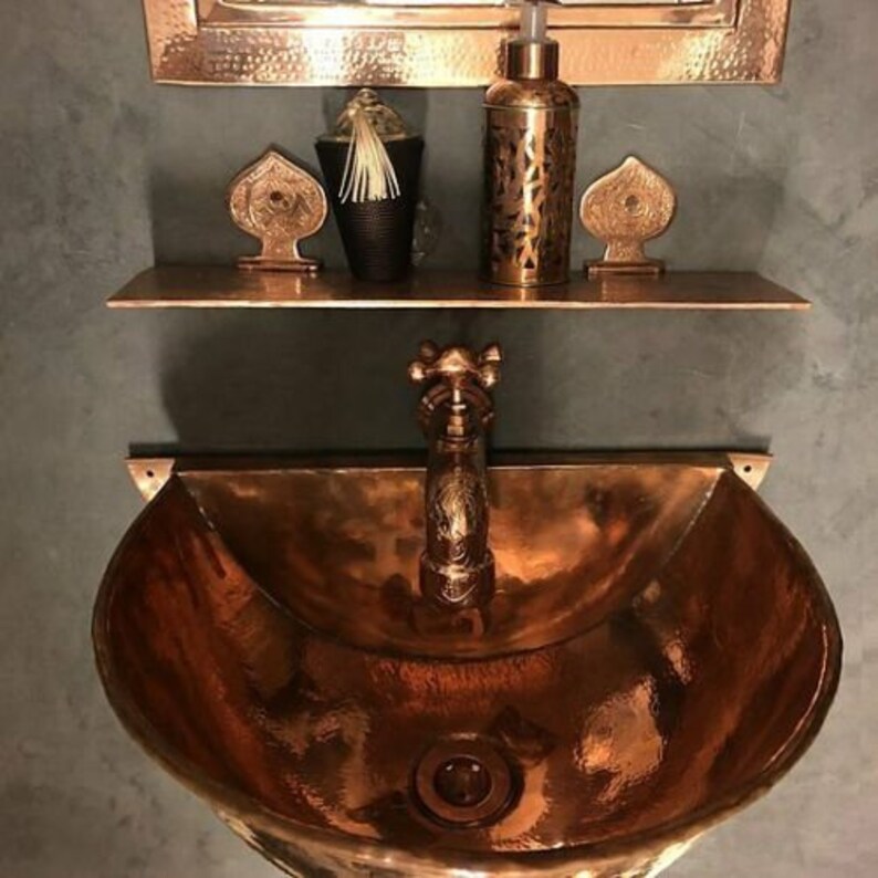 Bathroom decor wallmount sink Copper wall bathroom sink Etsy