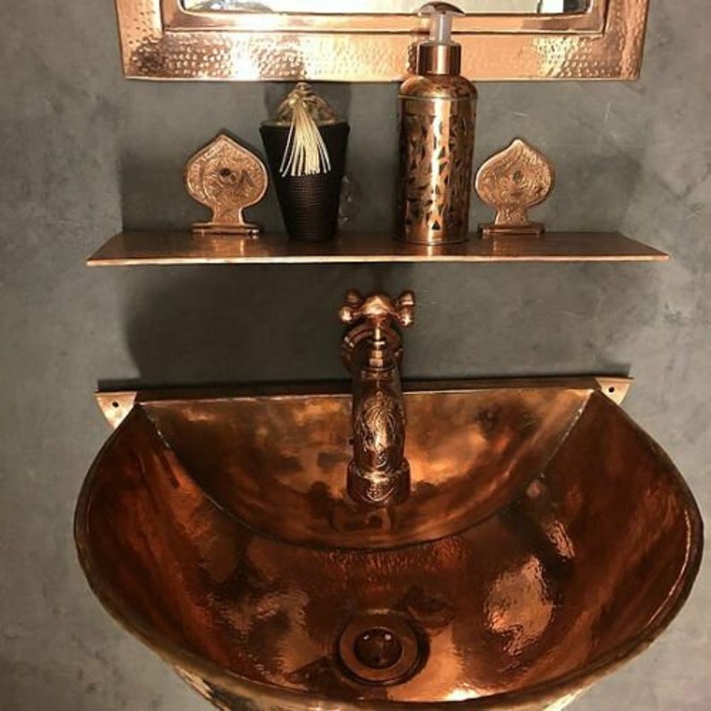 Wall Mounted Sink copper Sink Includes Single Copper Faucet Etsy