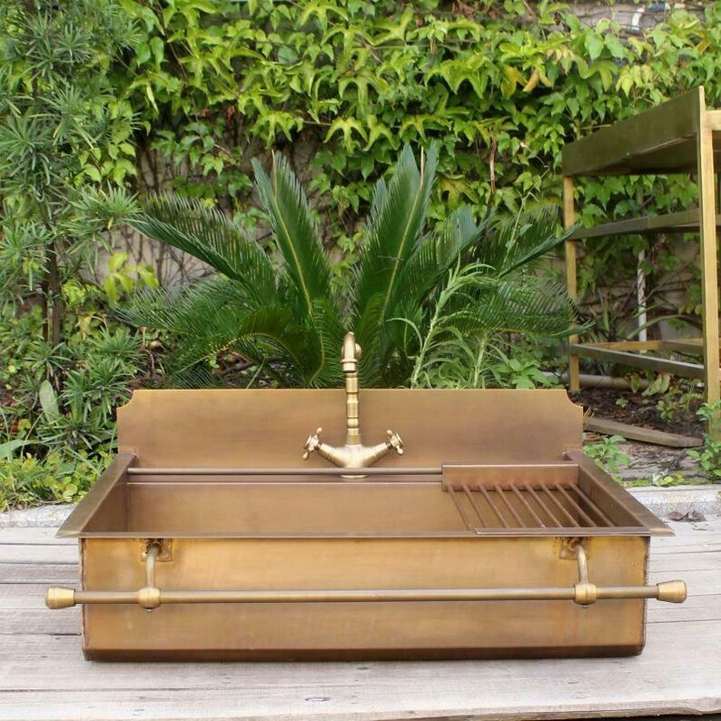 Brass Farmhouse Sink solid Brass Kitchen Sink hammered Etsy New Zealand