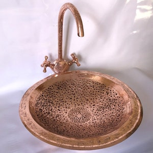 Copper Stunning Moroccan sink Hand hammered copper sink