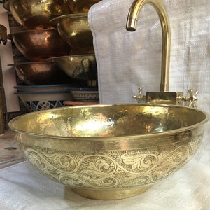 Barhroom Vessel sink -Handcrafted solid brass sink