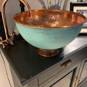 Copper vessel sink Copper Bathroom sink Copper Sink Hammered copper sink.