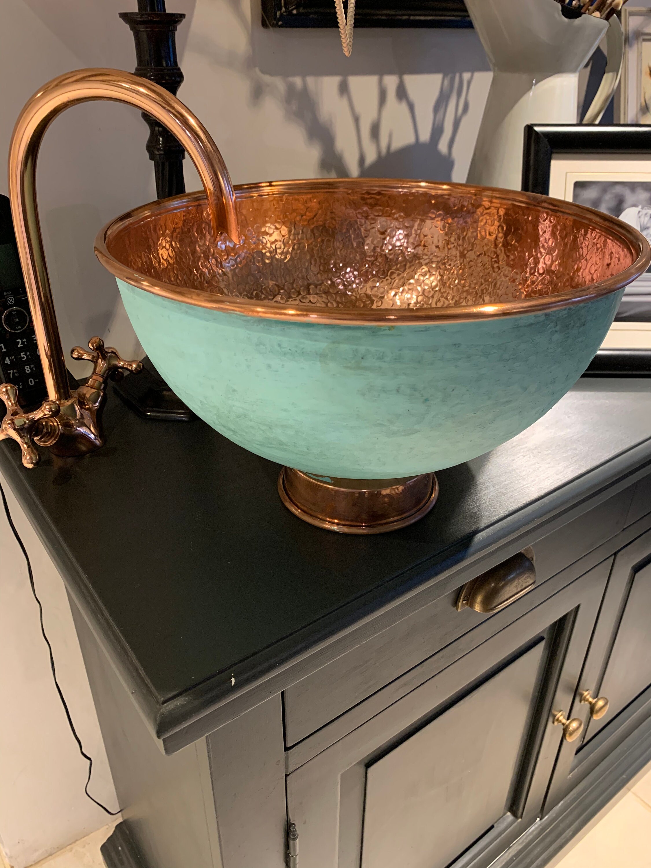 Home & Living Hammered Copper Vessel Sink and Faucet Handmade Copper