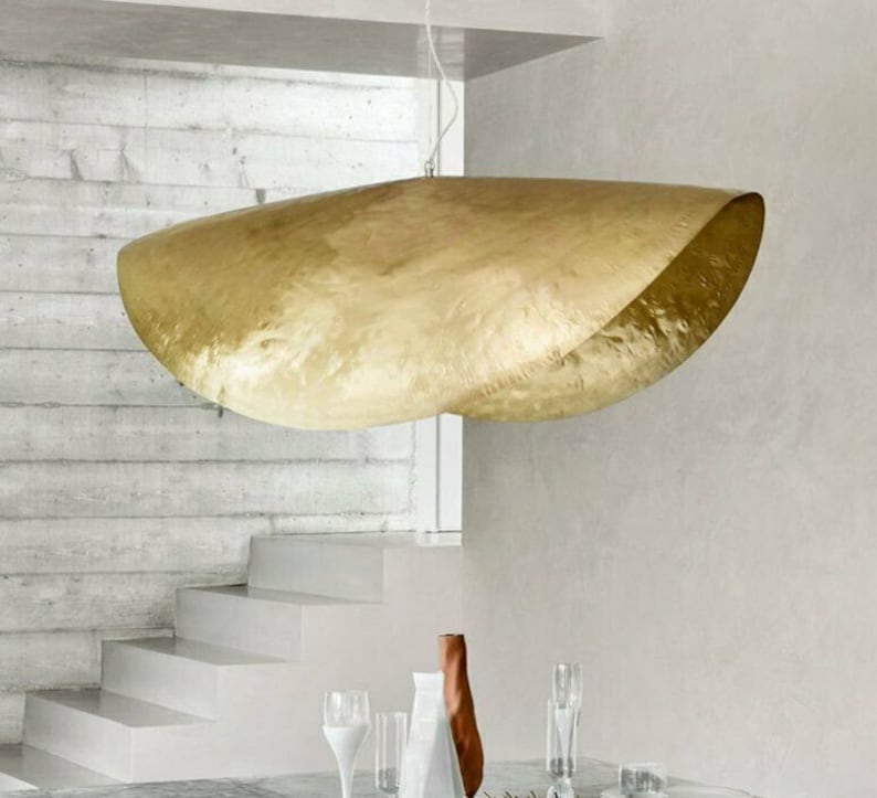 50''hammered Pendant Light Brass unique Handmade Etsy