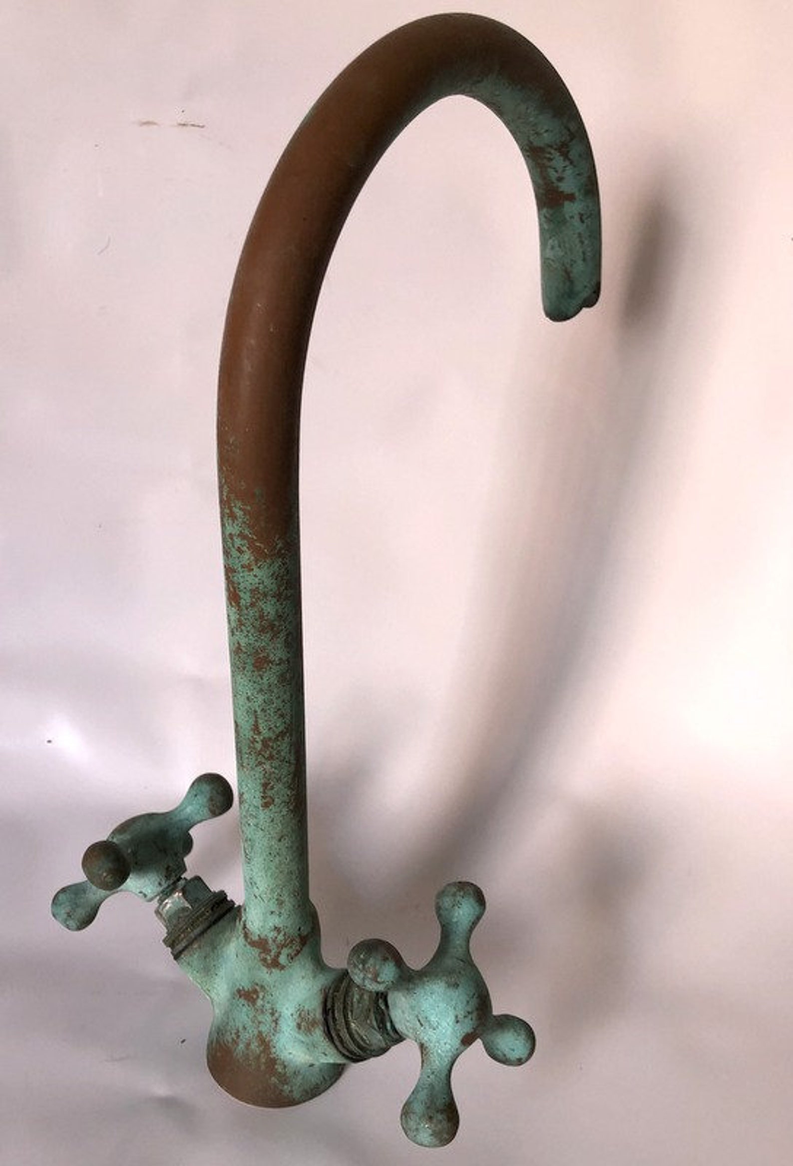 Brass Kitchen Faucet Vintage Green Patina Sink Faucet Etsy
