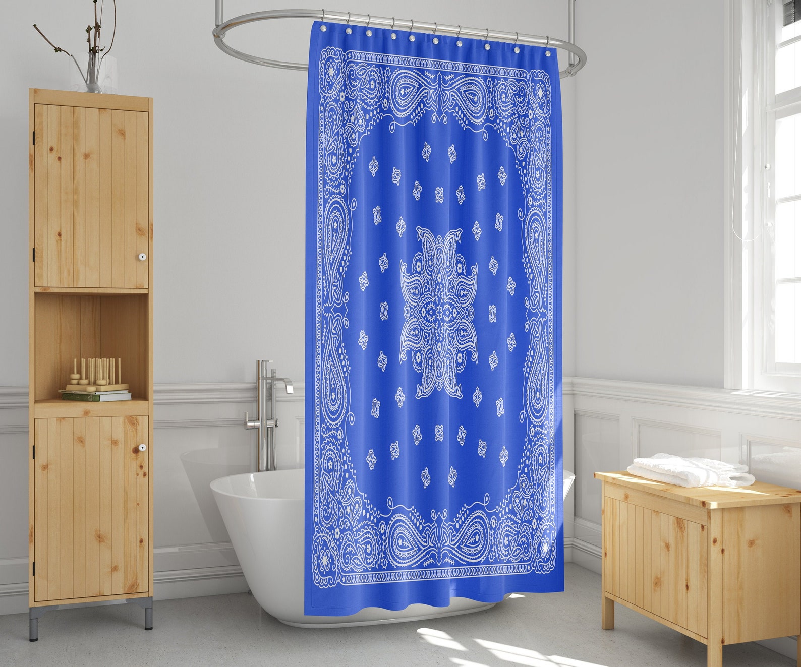 Blue cool shower curtain Add some color to your shower it Etsy