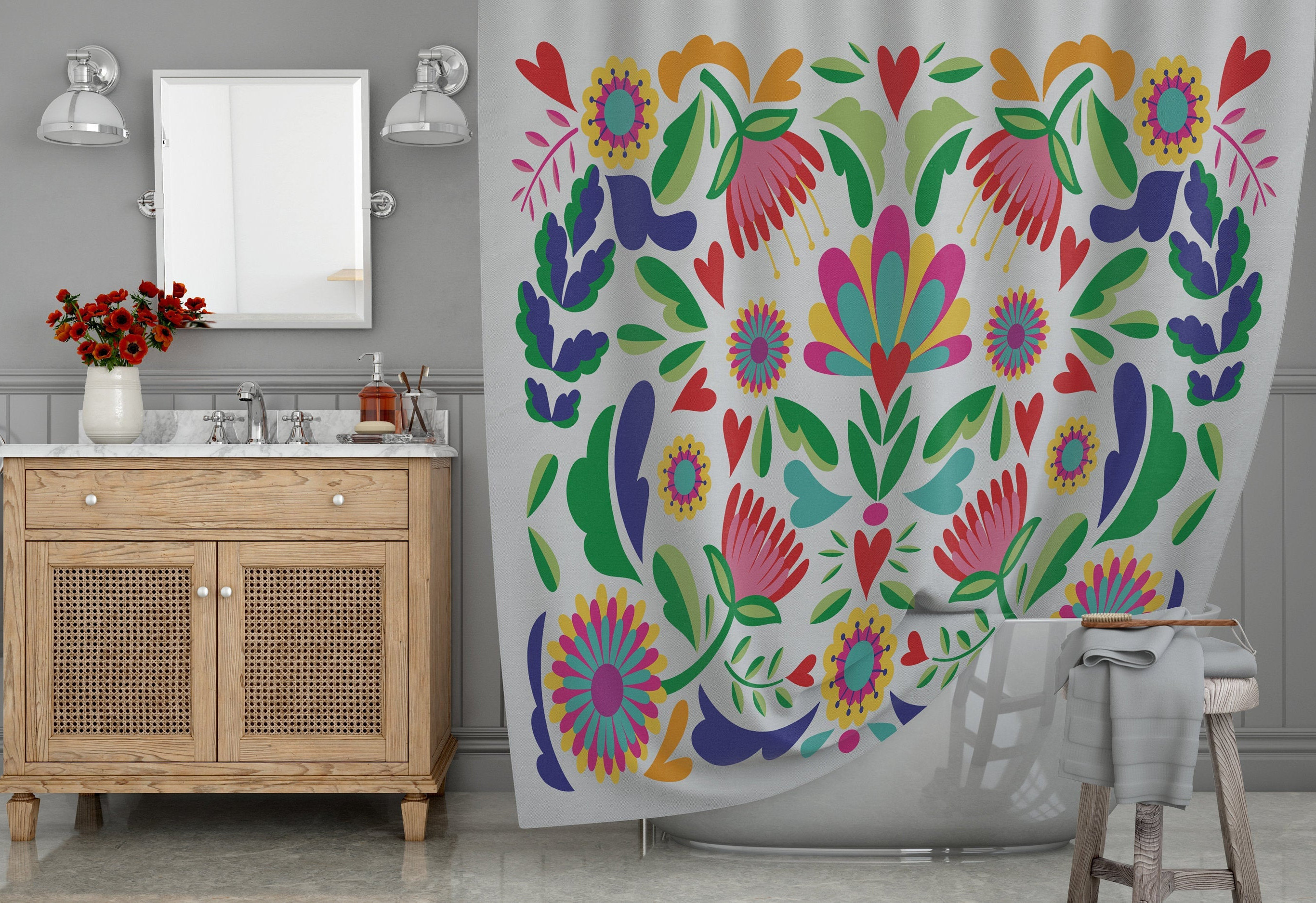 Mexican Shower Curtain Bathroom Art Bohemian Art Bath Etsy Mexican Shower Curtain Bathroom Art Bohemian Art Bath Etsy