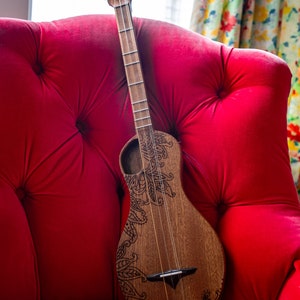 The Boondocker All Mahogany Walking Dulcimer with Henna-inspired Top and Offset Port-style Soundhole. image 6