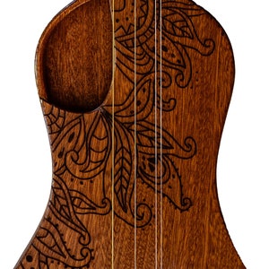 The Boondocker All Mahogany Walking Dulcimer with Henna-inspired Top and Offset Port-style Soundhole. image 3