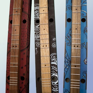 Easy Build DIY Kit - ALL WOOD 4-string Mountain Dulcimer - Cherry/Oak/Walnut Home, Homeschool, Small and Sturdy for Travel 24.75&quot;vsl