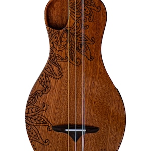 The Boondocker All Mahogany Walking Dulcimer with Henna-inspired Top and Offset Port-style Soundhole. instrument only