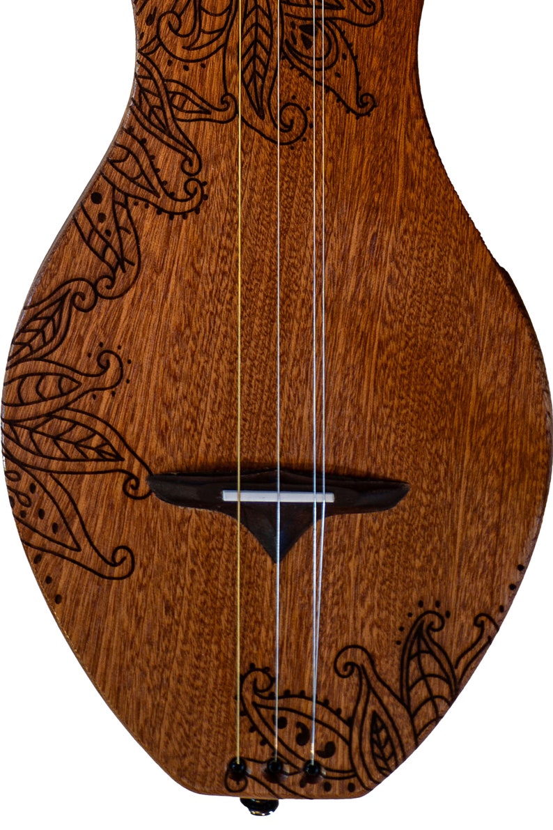 The Boondocker All Mahogany Walking Dulcimer with Henna-inspired Top and Offset Port-style Soundhole. image 4