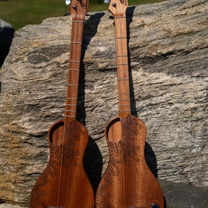 The Boondocker All Mahogany Walking Dulcimer with Henna-inspired Top and Offset Port-style Soundhole. image 8