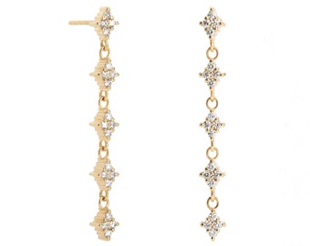 14K Yellow Gold Natural White Diamonds Earrings , Katherine Earrings , Crown Collection