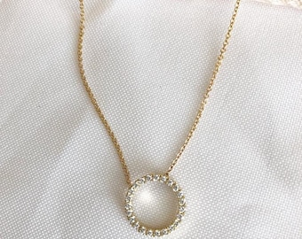 14K Gold Natural White Diamonds Necklace , Hailey Necklace , Contour collection