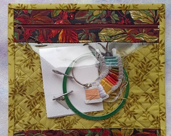 Vinyl Cross Stitch Project Bag: Embroidery Needlepoint Storage, Document Organizer