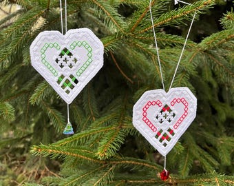 Ornament  , Window decoration White heart , Hardanger embroidery , Home decoration , Hardanger Holiday Ornament