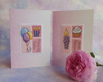 Birthday postcard , Hand-embroidered Happy Birthday card , card for sweet tooth