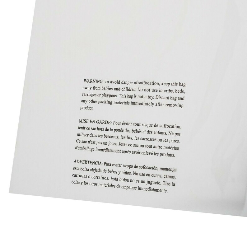 Suffocation Warning Clear Poly Bags Etsy